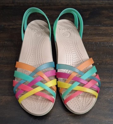 Crocs Isabella Huarache Strappy Sandal Rainbow Jelly Comfort