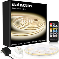 Cob Led Strip Light 24 V 16.4 Ft 4000K Natural White with Remote and App Tape Li