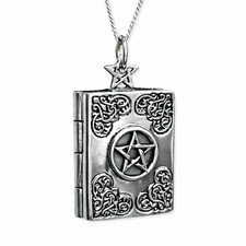Book of Shadows Pentagram Locket 925 Silver Wiccan Pagan Grimoire