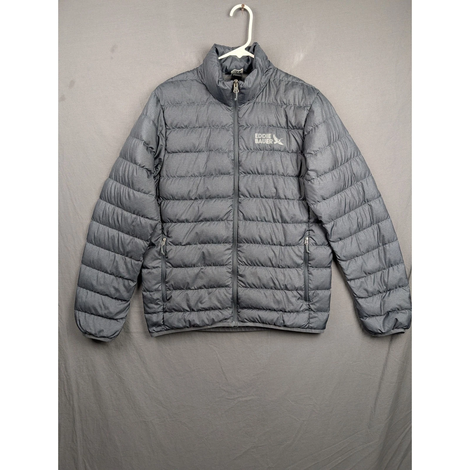 Eddie Bauer Mens Down 650 Puffer Jacket Dark Smoke Heather Gray Small