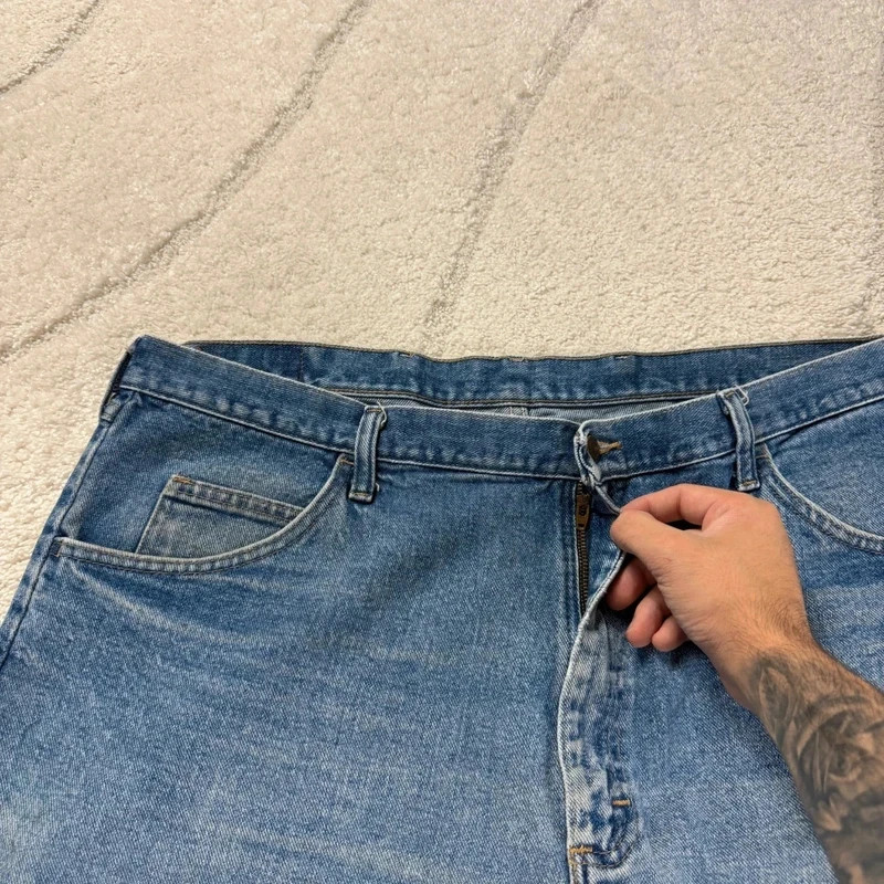 VTG Wrangler 90s Baggy Oversized Relaxed Blue Sz 40 Carpenter Denim Shorts Jorts image 9