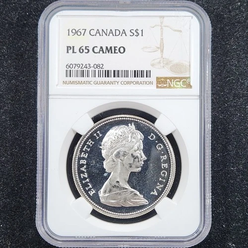 Prooflike Silver 1967 Canada $1 Dollar | NGC PL65 Cameo