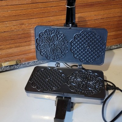 CucinaPro 220-05NS 5in. Double Pizzelle Maker Non-stick Tested Works! Stainless