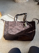 Mango Suede Bag with Double Handle Dark Brown