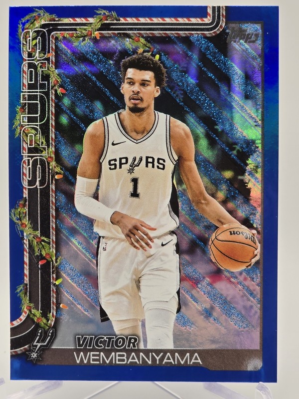 25 Topps Holiday Victor Wembanyama San Antonio Spurs #H156 Blue Metallic Glitter