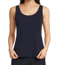 Eileen Fisher 100 Silk Shell Tank Top Scoop Neck Sz Small Black