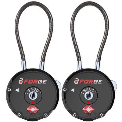 Forge Quality TSA Approved Luggage Locks for Travel Accessories, Black 2PK 