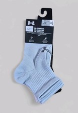 UNDER ARMOUR Boys Socks 1/4 Crew Lightweight Wicks Sweat 6 Pair Shoe Size 4.5-7Y