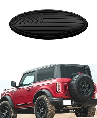 CONGCONG Fit Ford Bronco Emblem, 5 inch Overlay Rear Tailgate Oval 5'', Black 