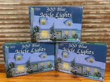 300 Blue Icicle Lights  White Wire Christmas Collection LOT of 3-NEW 
