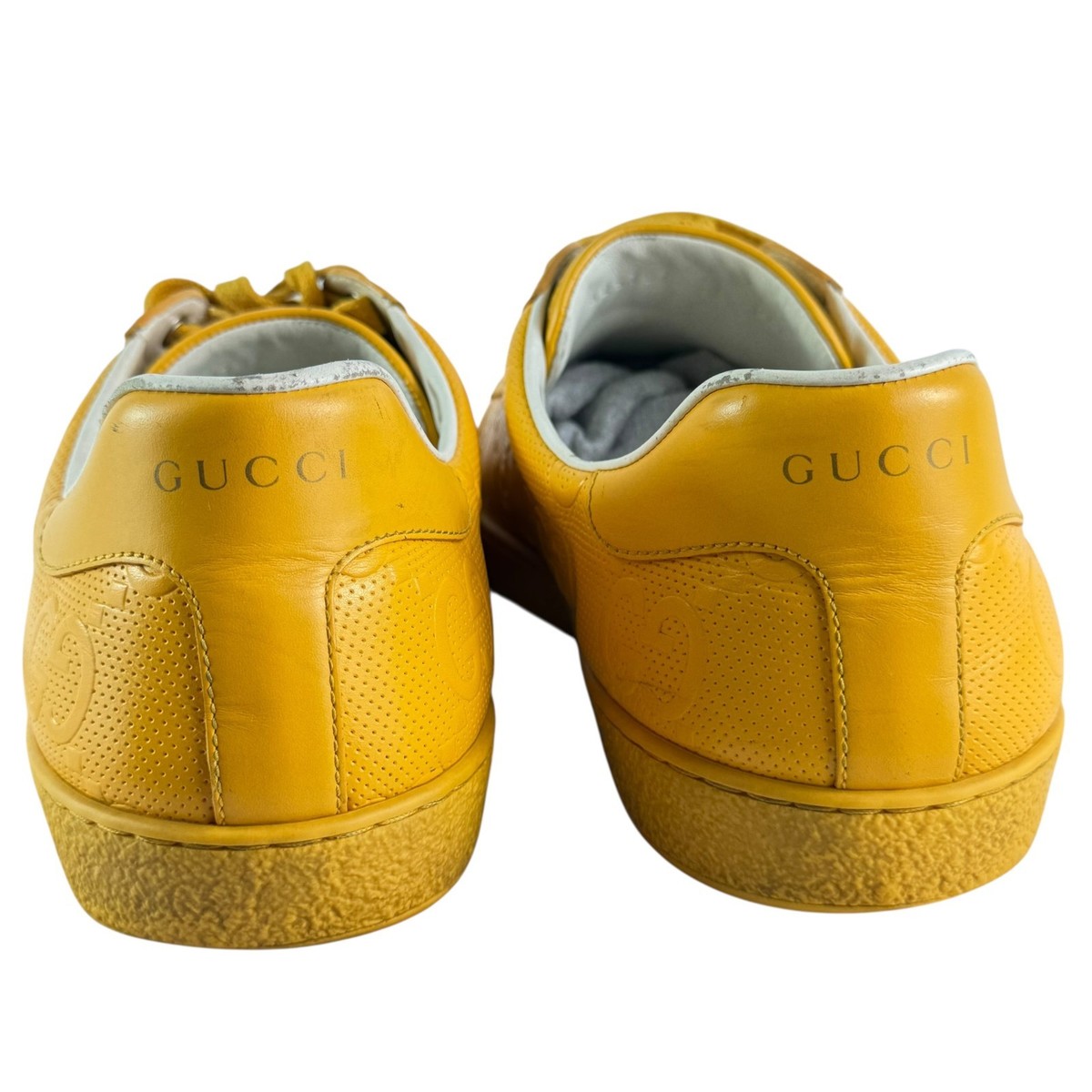 GUCCI GG Ace Yellow Leather Men's Sneakers Made in Italy