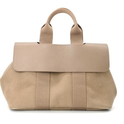 HERMES Valparaiso PM handbag, Etoupe Toile leather, for women