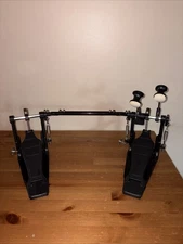 Percussion Plus Dual Chain Double Bass Drum Pedals Black Very Clean Works!