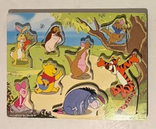 DISNEY ~ MELISSA AND DOUG ~ WINNIE THE POOH CHUNKY PUZZLE - WOODEN HANDCRAFTED