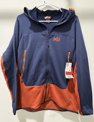 Millet Polartec Power Grid Men s Full-Zip Hooded Fleece Jacket Pockets XL