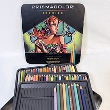 USED INCOMPLETE Prismacolor Premier Colored Pencil Set 58 of 72 No 3599 in Box