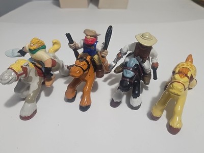 Vintage 1996 Fisher Price Great Adventures Wild West 3 Cowboy 4 Horses Lot Read