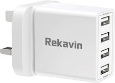 USB Plug UK,Multi USB Plug Adaptor UK 5V/5A for iPhone Charger Head,Multiple 4