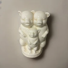 Vintage Three Little Pigs Salt Cellar Mid Century Pottery Kitchen Decor