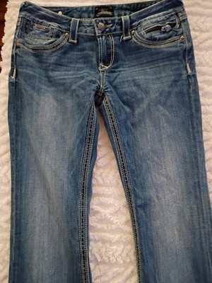  8R ReRock by Express Women's  Embellished Pocket Jeans sz  So Cute Boot Cut