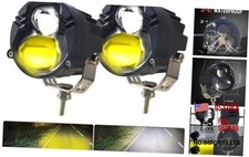 Motorcycle Fog Lights, White/Amber Pod Lights Offroad Work Lights Compatible