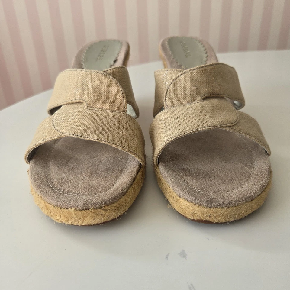 De Colección Y2K George Mujer 11 Alpargatas Cuña Tacones Beige Brillante Deslizables Foto 2 de 4