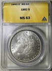 Toned 1882 $1 Morgan Silver Dollar ANACS MS63 (248)