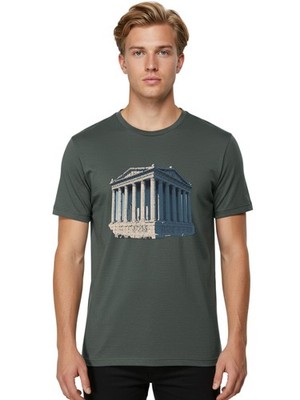 Parthenon-3 Mens Graphic Tee, 100% Cotton, Casual Summer Wear