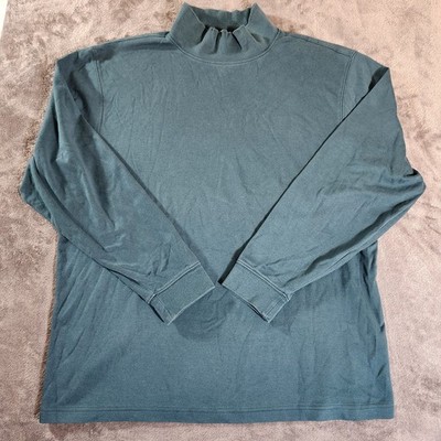 L.L.Bean Men s Regular Fit Green Mock Neck Long Sleeve Knit T-Shirt Large