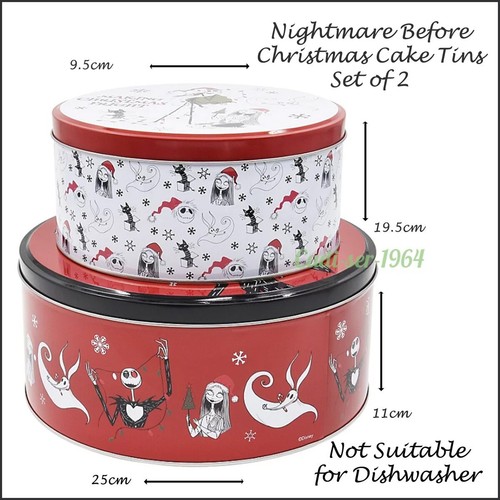 Nightmare Before Christmas Cake Tins Set of 2 Tin Plated Steel Christmas Tins - Picture 9 of 24