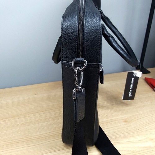 MICHAEL KORS Mens Briefcase Black Pebbled Leather Messenger Bag MK EXPLORER $268 - Picture 5 of 11