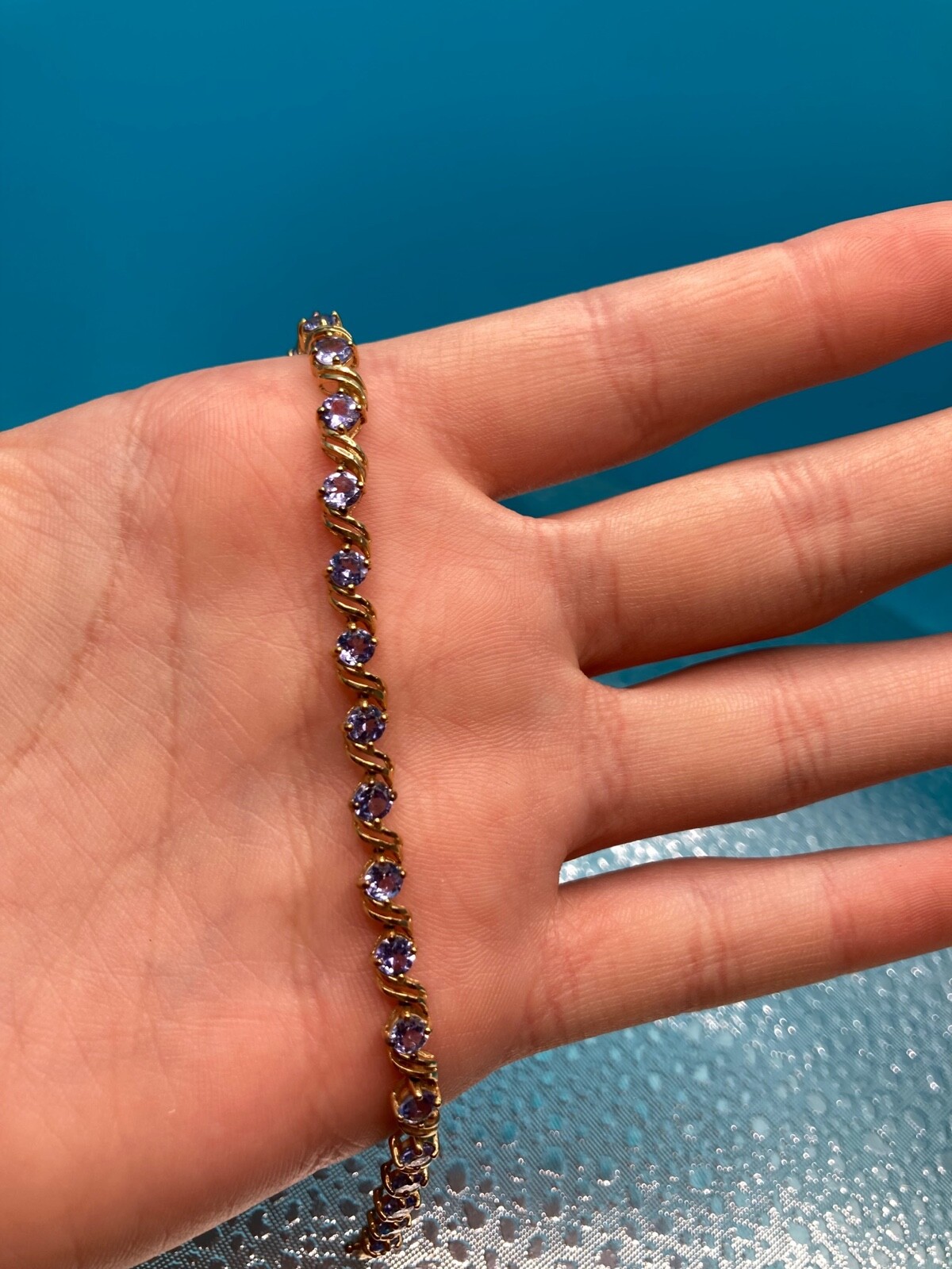 10K  Solid Gold Bracelets, Length 7'', Round Tanz… - image 7