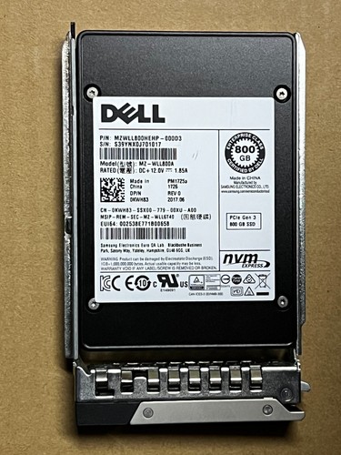 SSD Dell 800 GB Enterprise NVMe uso mixto U.2 PCIe Gen3 PM1725a 2,5 pulgadas KWH83 14G - Imagen 1 de 3