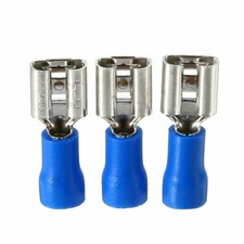 100X Female Spade Blade Wire Connectors Insulated Crimp Terminal 6.3mm Blue