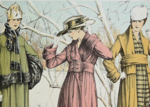 ANTIQUE FASHION PRINT Vintage Art Nouveau Large Format Plate #9 Original 1917 - Picture 2 of 4