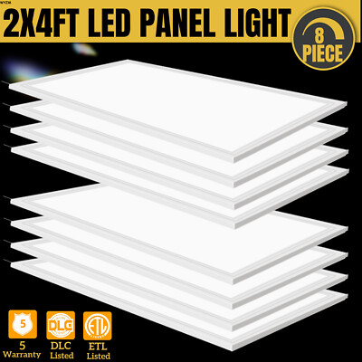 8PCS 2X4ft LED Flat Panel Light 75W Dimmable 0-10V Ceiling Recessed Troffer Lamp