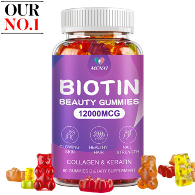 Vitamatic Biotin Gummies 12000 Mcg for Stronger Hair Skin Nails 60 Vegan Gummies