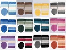 Badgarnitur 3-Teilig Badematte Bad Set 80x50cm Hänge WC Gestreift Eckig