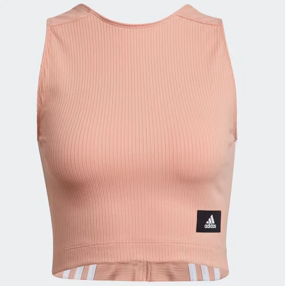 Adidas Womens size Large Crop Rib Tank Top Shirt Peach eBay