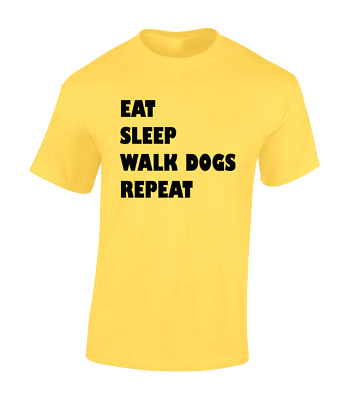 EAT SLEEP WALK DOGS REPEAT HERREN T-SHIRT COOL HUNDELIEBHABER TIER NIEDLICH GESCHENKIDEE TOP