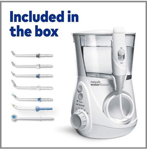 Waterpik Aquarius Fisser ad acqua professionale per denti, gengive, bretelle, 7 punte nuovo con scatola - Foto 7 di 7
