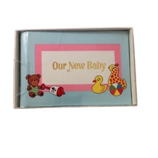 Vintage Nursery Needs Baby Photo Album Multicolor Bear Duck Spiral 5.75" x 4"