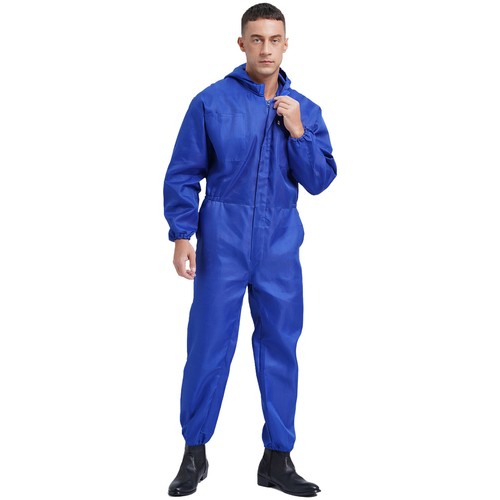 Mens Coverall Flame Jumpsuit Resistant Hooded Mechanic Dungarees Halloween Work - Picture 32 of 50