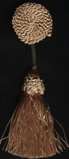 4&1/2" COIN GOLD BUTTON KEY TASSEL FABRIC TRIM LOT OF 2