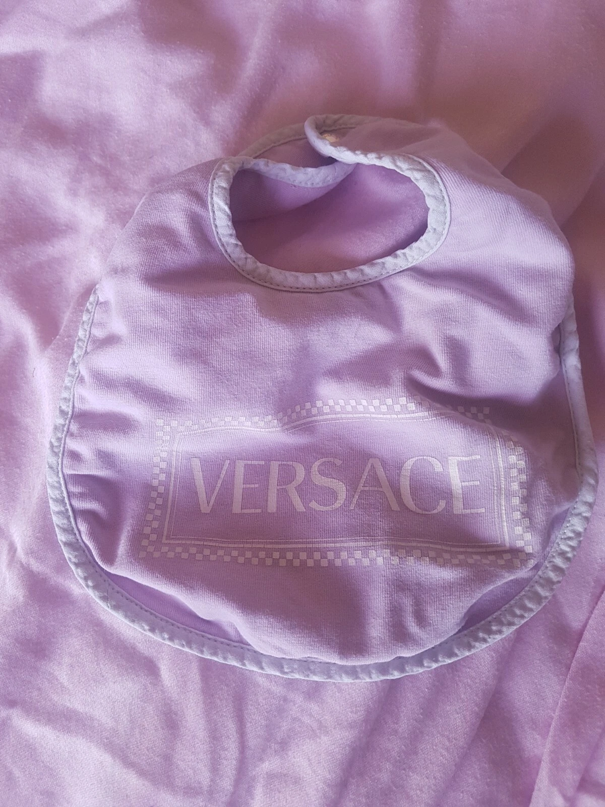 Versace baby girl pink and white baby girl bib
