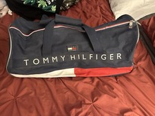 Tommy Hilfiger Color Block Spell Out Logo Flag Duffle Gym Bag Large Vintage 90s