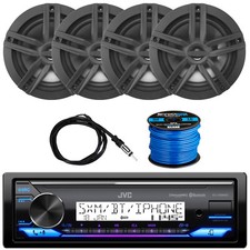 JVC KD-X38MBS Receiver, 4 x Enrock 6.5" Speakers Black , Antenna, Speaker Wire