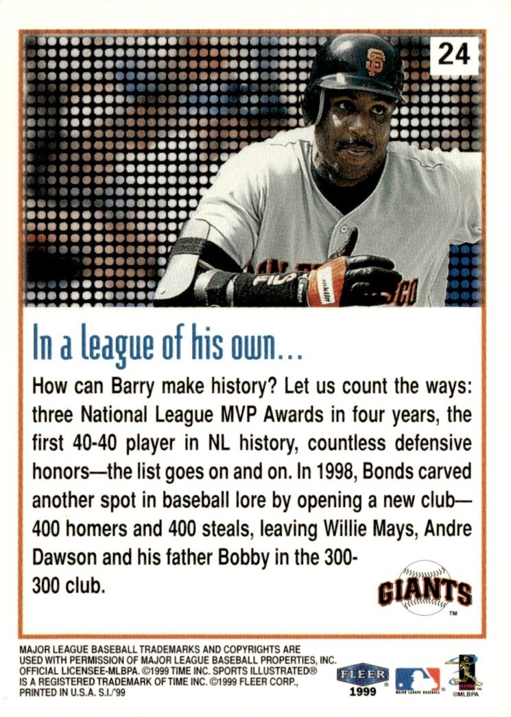 1999 Sports Illustrated Barry Bonds San Francisco Giants #24 | eBay