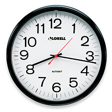 Lorell LLR60994 Wall Clock- 13-.25in.- Arabic Numerals- White Dial-Black Frame