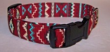 Wet Nose Designs Southwestern Aztec Burgundy  Turquoise Dog Collar Aztek Tribal